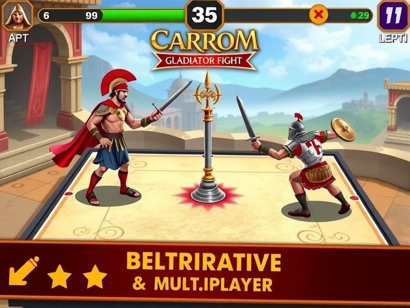 Carrom Gladiator Fight gameplay screenshot showing competitive multiplayer match